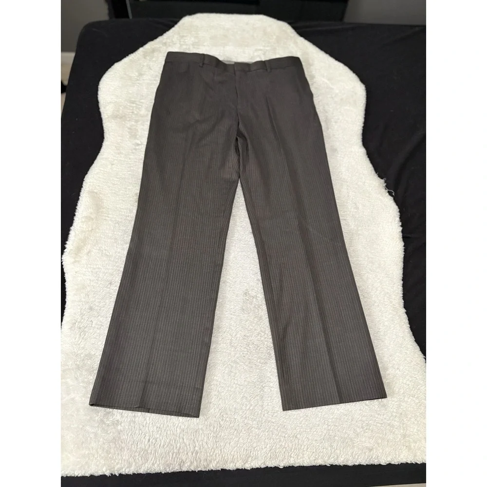 Banana Republic Mens Striped Gray Wool Straight Dress‎ Pants 35x32 Trousers